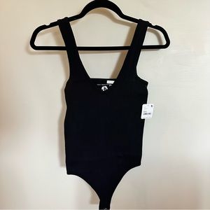 Free People Bodysuit Black Ribbed. NWOT Size Medium